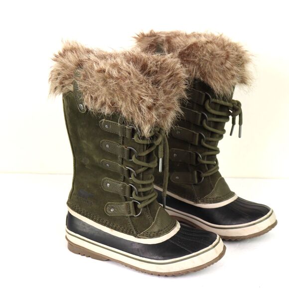 Sorel Joan of Arctic Nori Green Dark Stone Waterproof Boots 7 - Picture 3 of 8